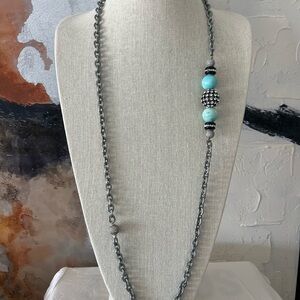 Elegant Silver and Turquoise Beaded Necklace